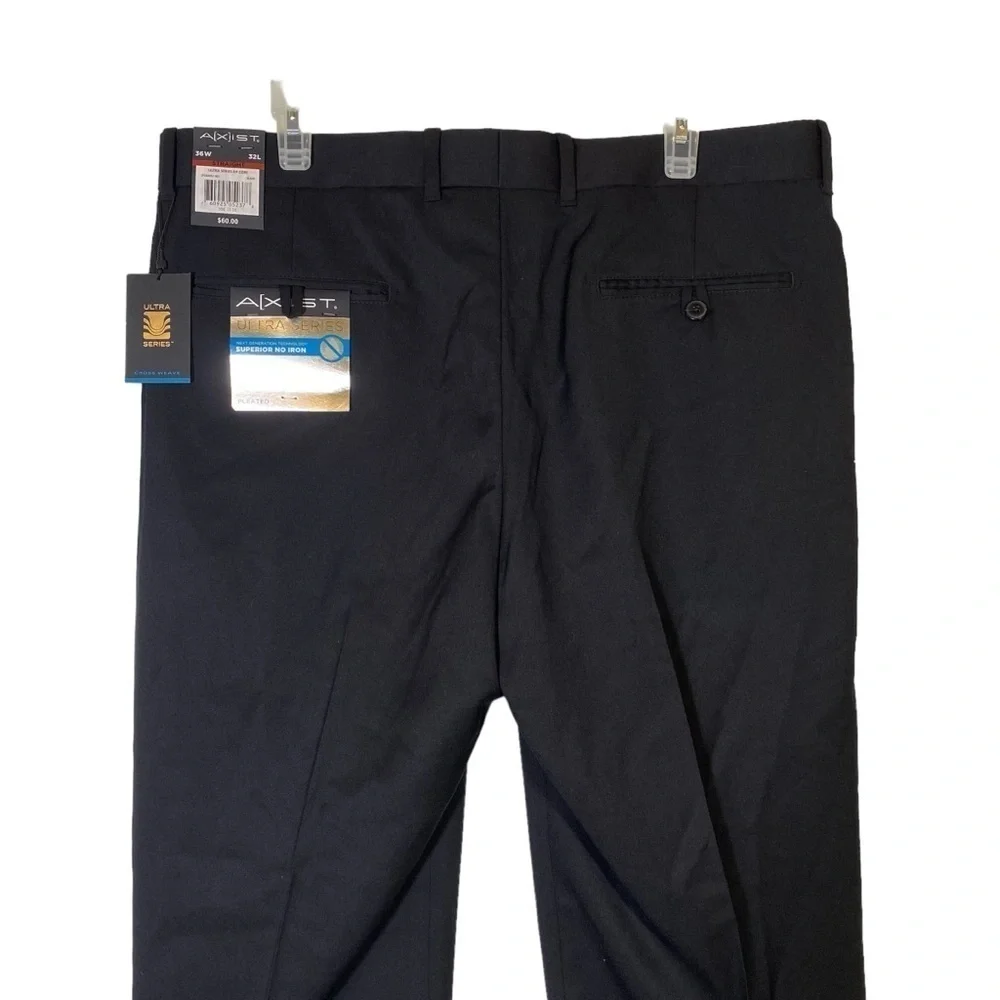 NWT Axist men 36Wx32L Black Ultra Series Straight Modern front pleat dress pant